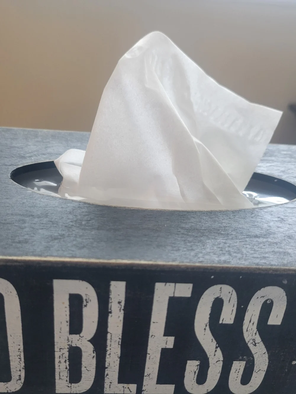 Primitives by Kathy Black Wooden 'God Bless You' Tissue Box Cover